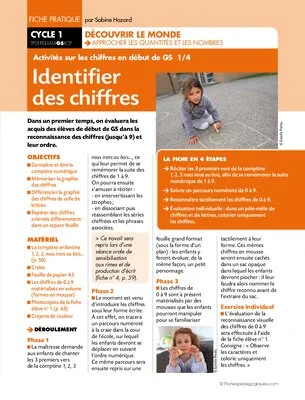 Activités sur les chiffres en début de GS (1) / Identifier les chiffres