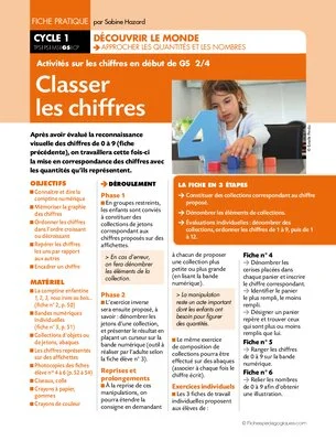 Activités sur les chiffres en début de GS (2) / Classer les chiffres
