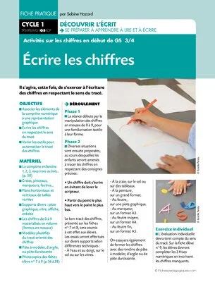 Activités sur les chiffres en début de GS (3) / Ecrire les chiffres