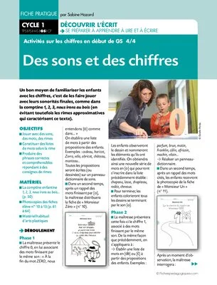 Activités sur les chiffres en début de GS (4) / Des sons et des chiffres