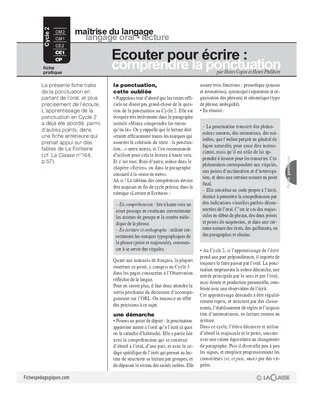 Ecouter pour écrire : comprendre la ponctuation
