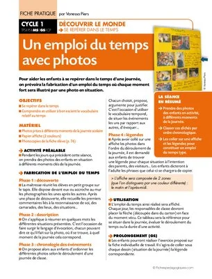 Un emploi du temps avec photos