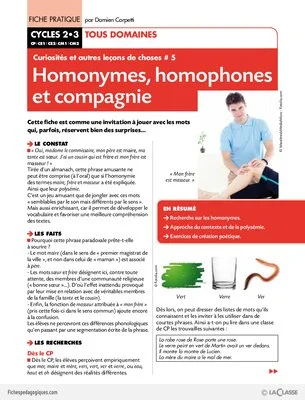 Curiosités et leçons de choses (5) / Homonymes, homophones et cie