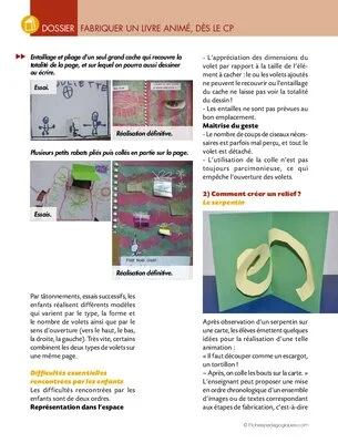 Projet de classe cycle 2 : fabriquer un livre animé dès le CP