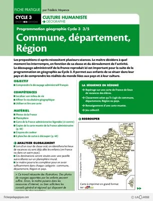 Programmation géographie Cycle 3 (3) / Commune, département, région