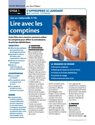Lire en maternelle (7) : Lire avec les comptines