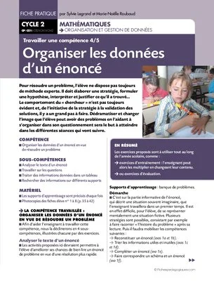 Travailler une compétence (4) / Organiser les données d'un énoncé