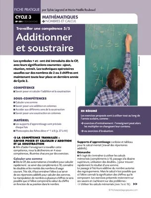 Travailler une compétence (5) / Additionner et soustraire