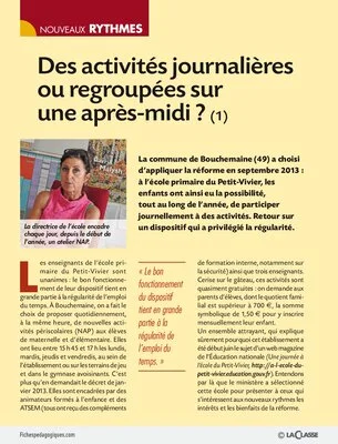 Des activités journalières ou regroupées sur une après-midi?