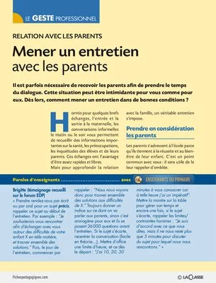 Commnent mener un entretien avec les parents ?