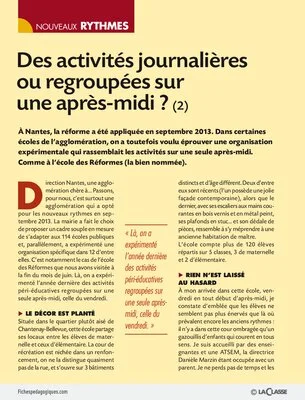 Des activités journalières ou regroupées sur une après-midi ? (2)
