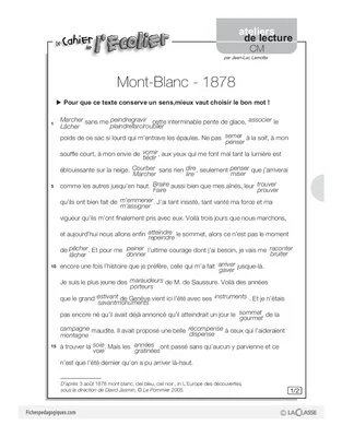 Ateliers de lecture / Mont-Blanc
