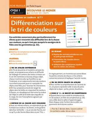 Quatre semaines en couleurs (6). Différenciation sur le tri de couleurs