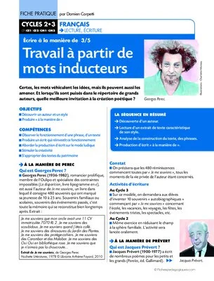 Ecrire à la manière de (3) / Travail à partir de mots inducteurs