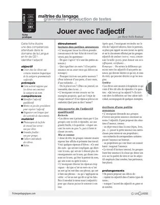 Jouer avec l'adjectif