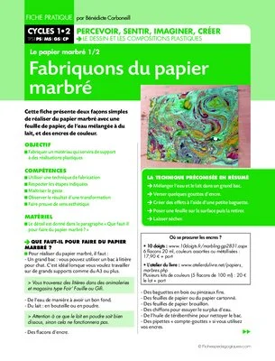 Le papier marbré. Fabriquons du papier marbré