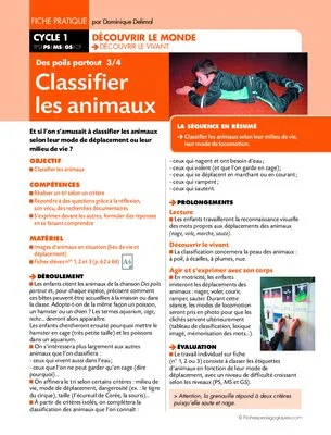 Des poils partout. Classifier les animaux (3)