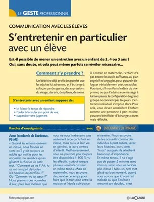 Comment s'entretenir en particulier avec un élève ?