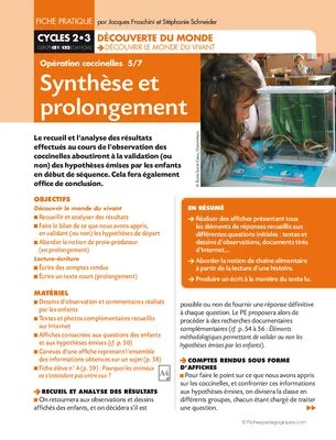 Opération coccinelles (5) Synthèse et prolongement