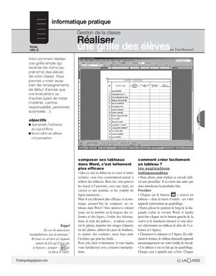 Informatique pour le maître / Réaliser une grille des élèves