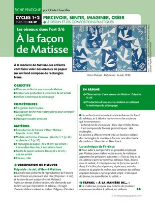 Les oiseaux dans l'art 2/6 : A la façon de Matisse