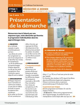 Les 5 sens 1/2. Présentation de la démarche