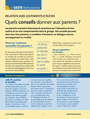 Les conseils à donner aux parents