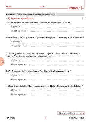 Evaluations CE1 période 2