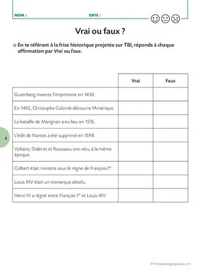 Les temps modernes 2/3. Se repérer sur une frise historique
