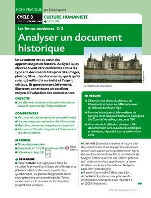 Les temps modernes 3/3. Analyser un document historique