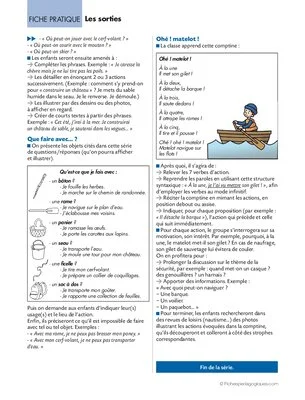 Les verbes d'action (5). Les sorties