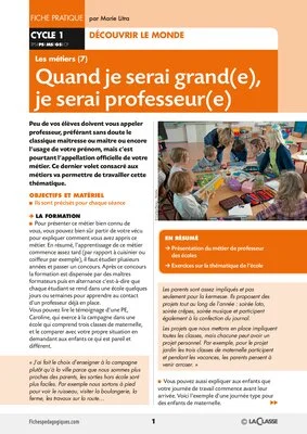 Quand je serai grand(e), je serai professeur(e)