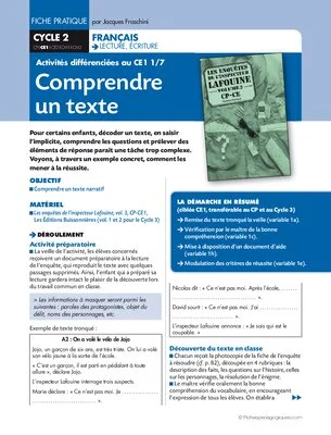 Activités différenciées au CE1. Comprendre un texte