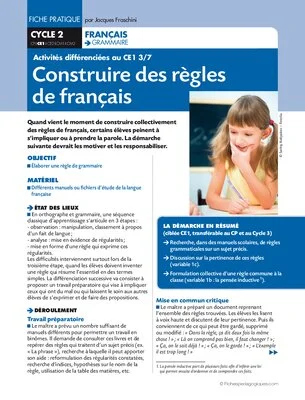 Activités différenciées au CE1. Construire des règles de français