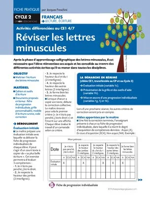 Activités différenciées au CE1. Réviser les lettres minuscules