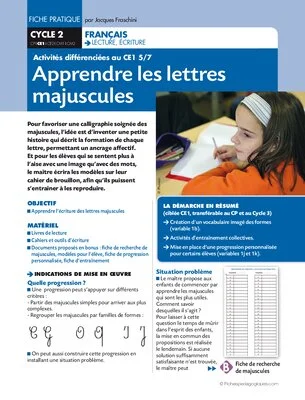 Activités différenciées au CE1. Apprendre les lettres majuscules
