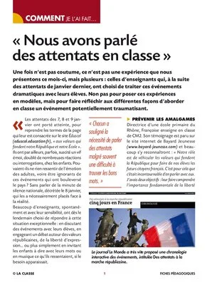 Nous avons parlé des attentats en classe