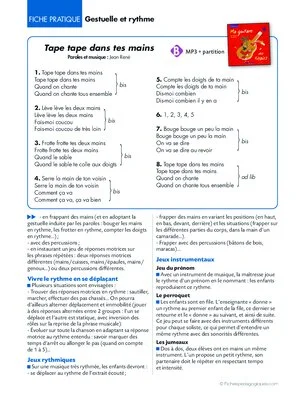 Tape tape dans tes mains (1). Gestuelle et rythme