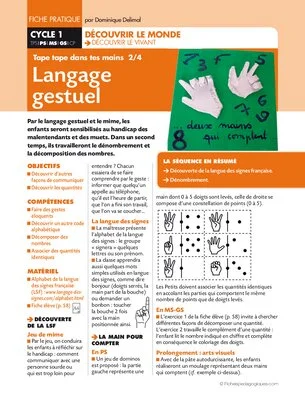 Tape tape dans tes mains (2). Langage gestuel