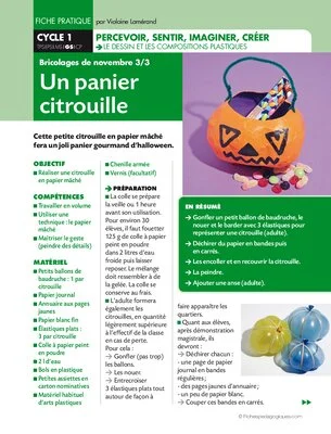 Un panier citrouille - Bricolage de Novembre