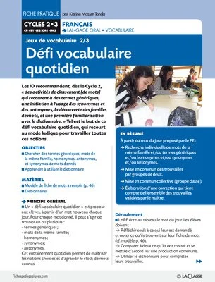 Défi vocabulaire quotidien