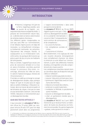 Pour une éducation au développement durable (cycle 3)