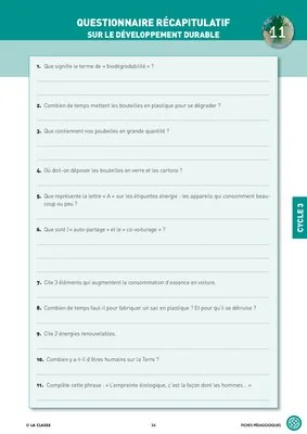 Pour une éducation au développement durable (cycle 3)
