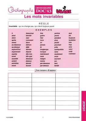 Orthographe CM Usage ~ Docs en stock