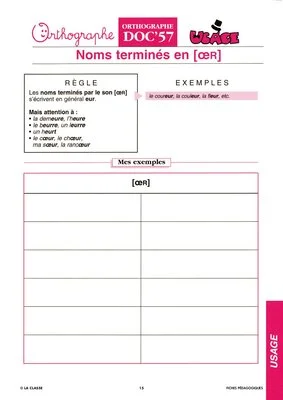Orthographe CM Usage ~ Docs en stock