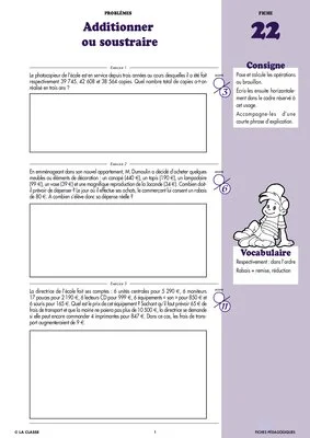 Maths CM1 Problèmes ~ Cahiers malins