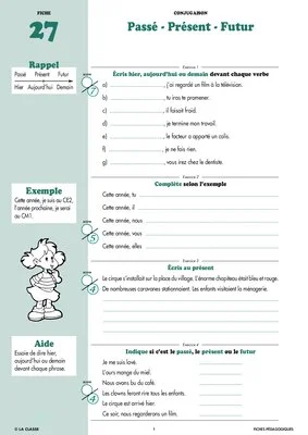 Français CE2 Conjugaison ~ Cahiers malins