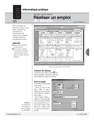 Informatique pour le maître / Réaliser un emploi du temps