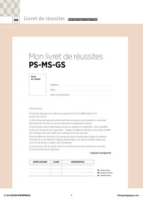 IO 2015 - Livret de réussites illustrées - PS/MS/GS