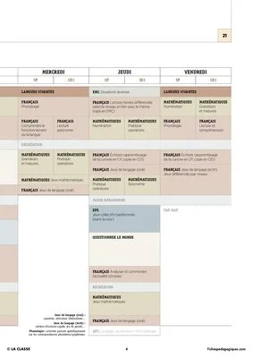 CP - 4 Emplois du temps - Nouveaux programmes 2016